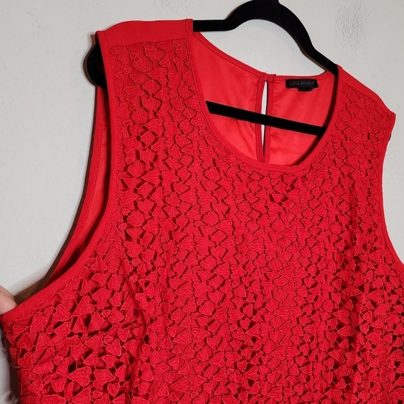 Lane Bryant Heart Lace Crochet Sleeveless Red Top Women's Plus Size 22 - Picture 2 of 14